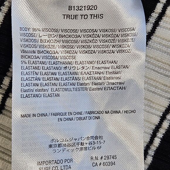 Volcom Mini Dress Womens M Black White Stone Stripe Open Back Stretch Summer - Picture 12 of 16